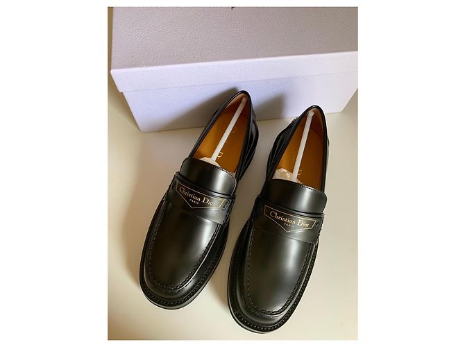 Mocassini in pelle nera Christian Dior Nero - vista 9