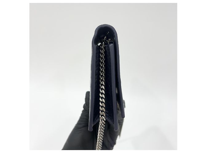 Autre Marque Saint Laurent Kate Crystal Embellished Patent Toy Blu navy - vista 3