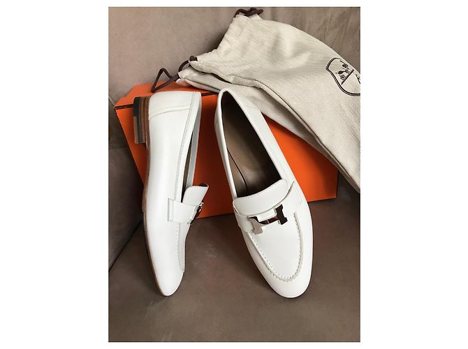 Hermès Weiße Leder-Loafer - Ansicht 11