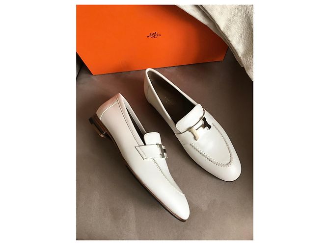 Hermès Weiße Leder-Loafer - Ansicht 7