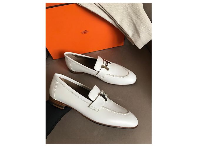 Hermès Weiße Leder-Loafer - Ansicht 8