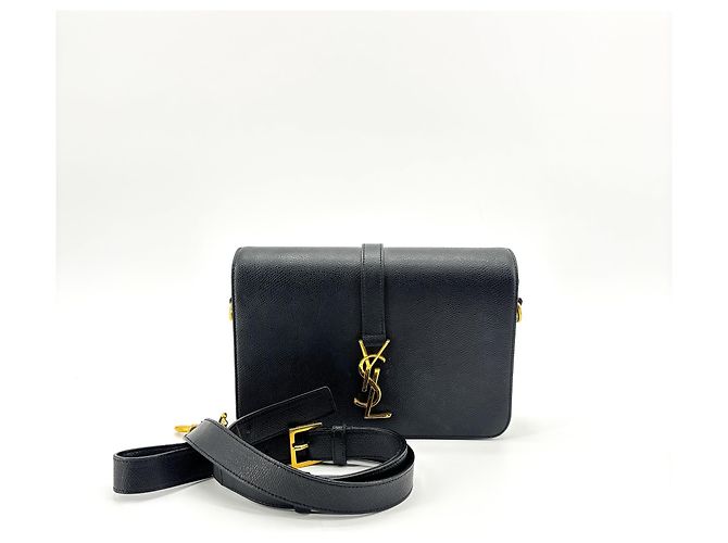 Autre Marque Borsa a tracolla Saint Laurent Classic Monogram in pelle metallizzata Medium Nero - vista 2