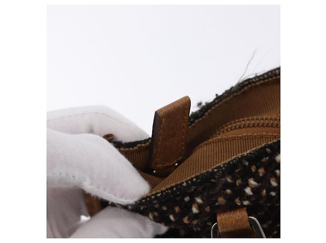 Borsa PRADA Tweed Brown Silver Auth 202875A Marrone Argento - vista 10