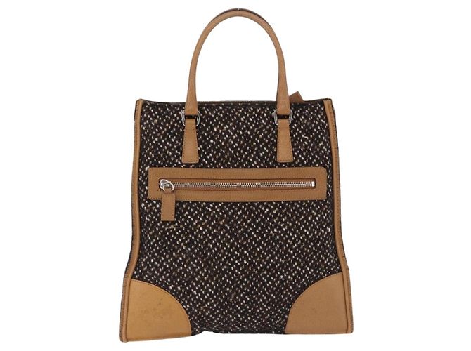 Borsa PRADA Tweed Brown Silver Auth 202875A Marrone Argento - vista 2