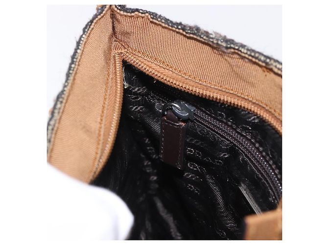 Borsa PRADA Tweed Brown Silver Auth 202875A Marrone Argento - vista 21