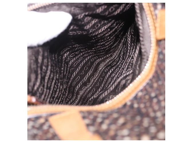 Borsa PRADA Tweed Brown Silver Auth 202875A Marrone Argento - vista 23