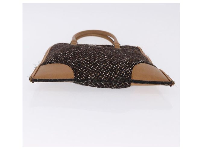Borsa PRADA Tweed Brown Silver Auth 202875A Marrone Argento - vista 5