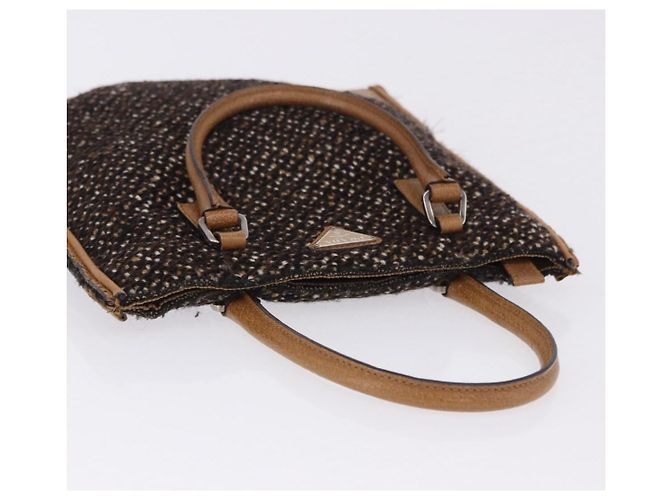 Borsa PRADA Tweed Brown Silver Auth 202875A Marrone Argento - vista 6