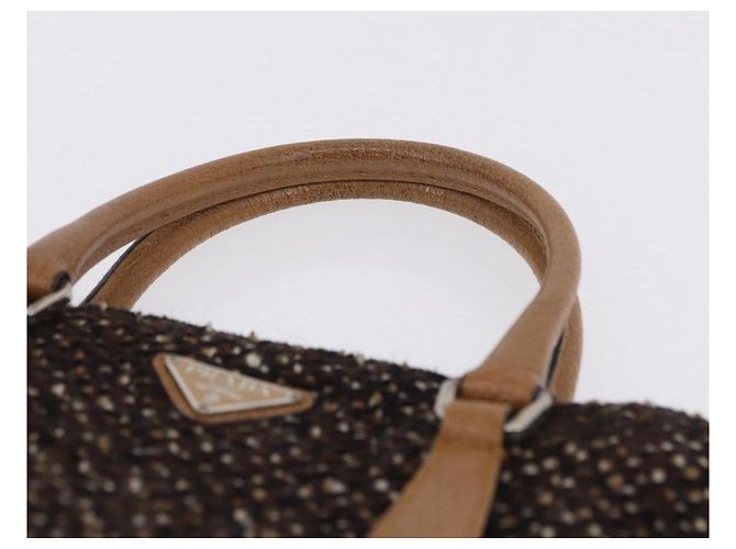 Borsa PRADA Tweed Brown Silver Auth 202875A Marrone Argento - vista 8