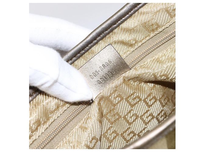 Borsa a tracolla GUCCI Jackie Sherry Line Canvas Beige Gold 001 3306 Auth 202921A D'oro - vista 12