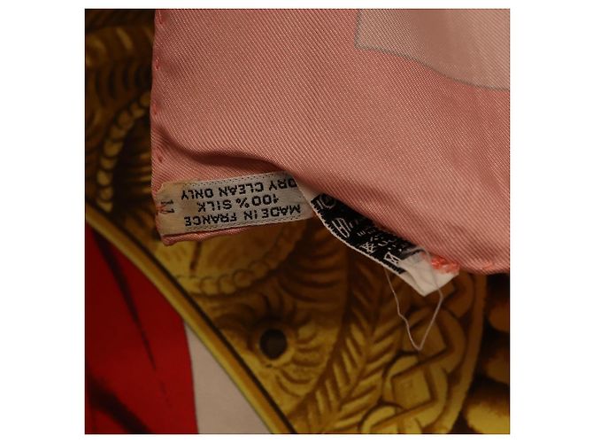 Hermès Foulard HERMES Carre 90 "PLAZA D TOROS" Seta Rosa Auth hk4127 - vista 15