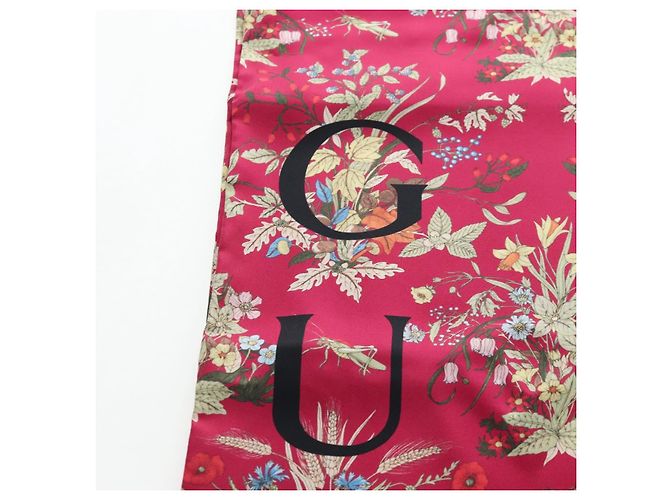 GUCCI Stola Blumenmuster Seide Bordeaux Auth am12538M - Ansicht 7
