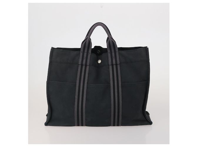 Hermès HERMES Chanel Tote Bag Canvas 2 Set Black Beige Auth ti4035 Nero - vista 2