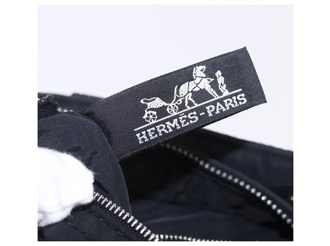 Hermès Borsa a tracolla HERMES Acapulco Bandouliere Nylon Nero Argento Auth hk4022 - vista 21