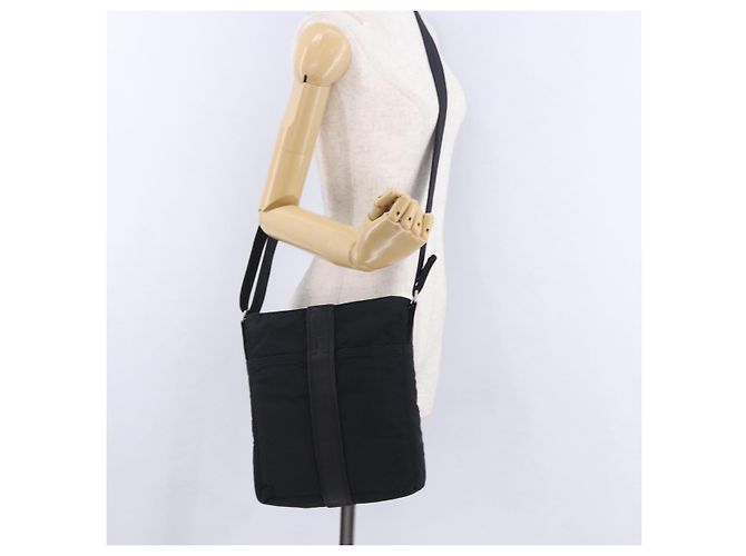 Hermès Borsa a tracolla HERMES Acapulco Bandouliere Nylon Nero Argento Auth hk4022 - vista 22