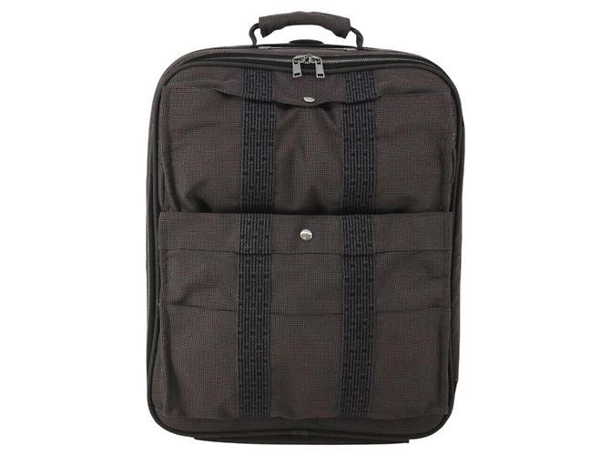 Hermès HERMES Her Line Suitcase Canvas Gray Silver Auth 202265 Castaño Plata - vista 13
