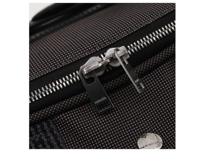 Hermès HERMES Her Line Suitcase Canvas Gray Silver Auth 202265 Castaño Plata - vista 18