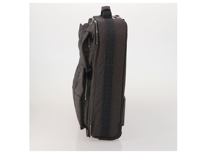 Hermès HERMES Her Line Suitcase Canvas Gray Silver Auth 202265 Castaño Plata - vista 3
