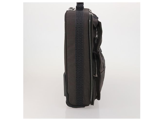 Hermès HERMES Her Line Suitcase Canvas Gray Silver Auth 202265 Castaño Plata - vista 4