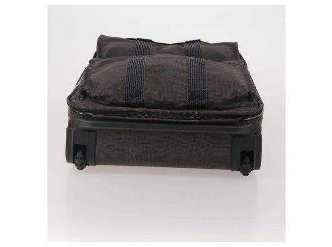 Hermès HERMES Her Line Suitcase Canvas Gray Silver Auth 202265 Castaño Plata - vista 5