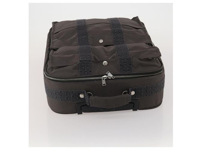 Hermès HERMES Her Line Suitcase Canvas Gray Silver Auth 202265 Castaño Plata - vista 6