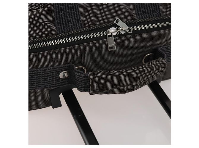 Hermès HERMES Her Line Suitcase Canvas Gray Silver Auth 202265 Castaño Plata - vista 9