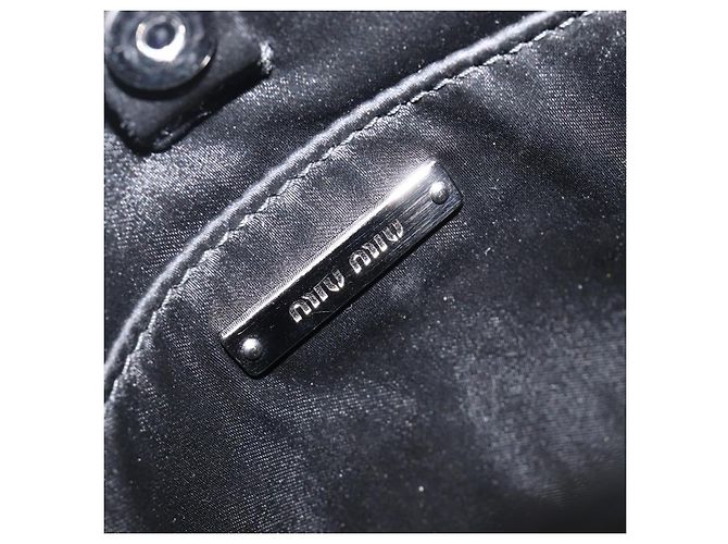 Borsa a tracolla Miu Miu Sassy Chain Raso Nero Argento Auth 200582M - vista 10