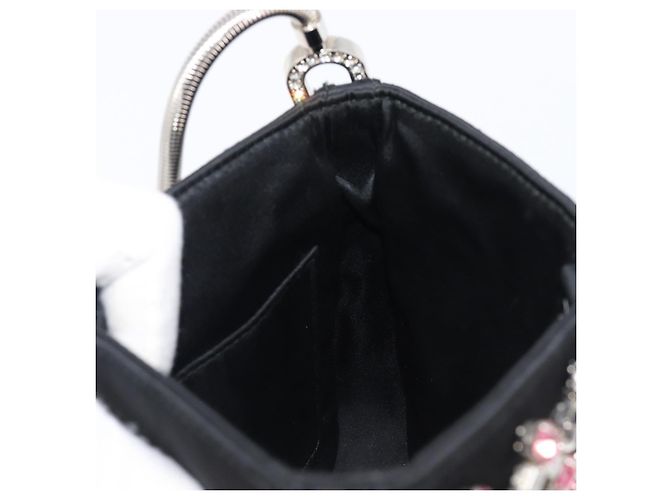 Borsa a tracolla Miu Miu Sassy Chain Raso Nero Argento Auth 200582M - vista 20