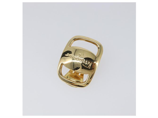 Orecchini Salvatore Ferragamo Vala Metal Gold Tone Auth SW2866 - vista 2