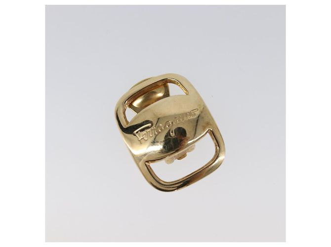 Orecchini Salvatore Ferragamo Vala Metal Gold Tone Auth SW2866 - vista 6