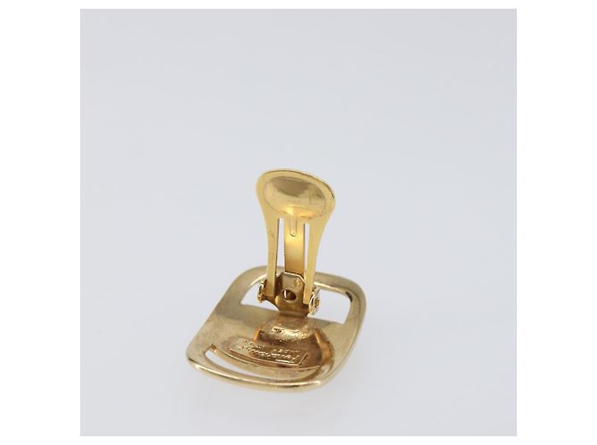 Orecchini Salvatore Ferragamo Vala Metal Gold Tone Auth SW2866 - vista 8