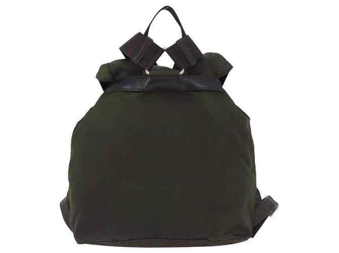 Zaino PRADA Nylon Khaki Silver Auth hk4019 Argento Cachi - vista 2