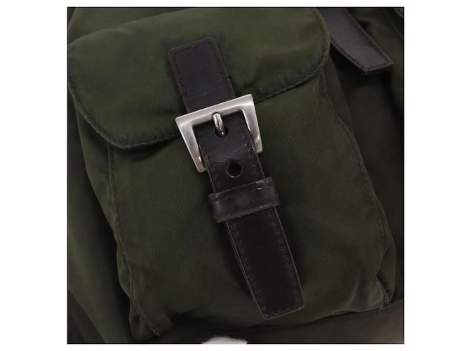 Zaino PRADA Nylon Khaki Silver Auth hk4019 Argento Cachi - vista 20