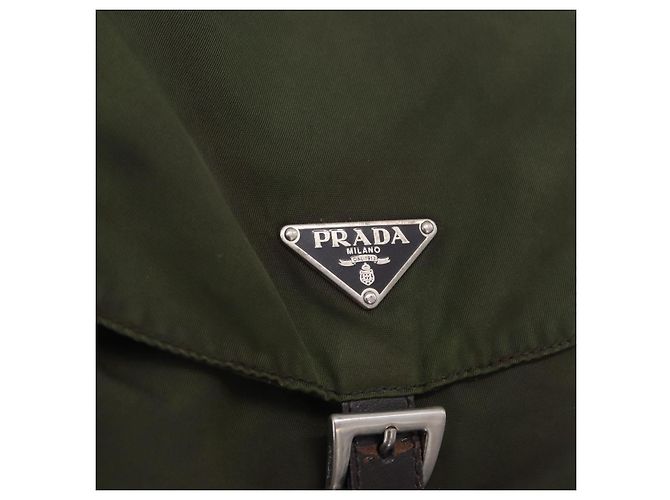 Zaino PRADA Nylon Khaki Silver Auth hk4019 Argento Cachi - vista 22