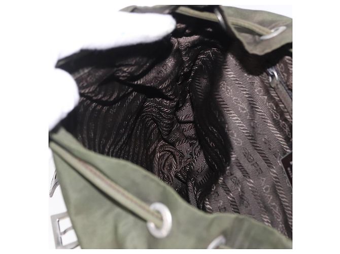 Zaino PRADA Nylon Khaki Silver Auth hk4019 Argento Cachi - vista 25