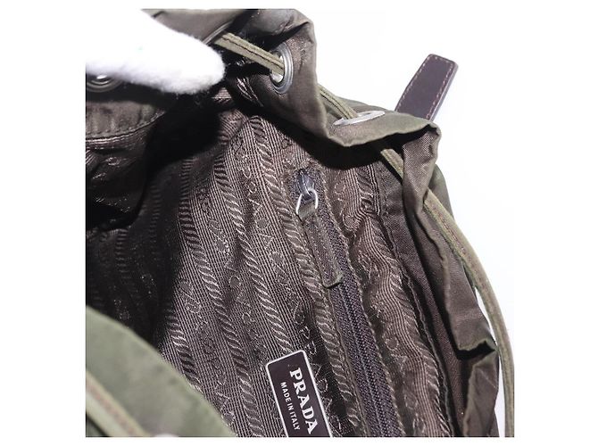 Zaino PRADA Nylon Khaki Silver Auth hk4019 Argento Cachi - vista 26