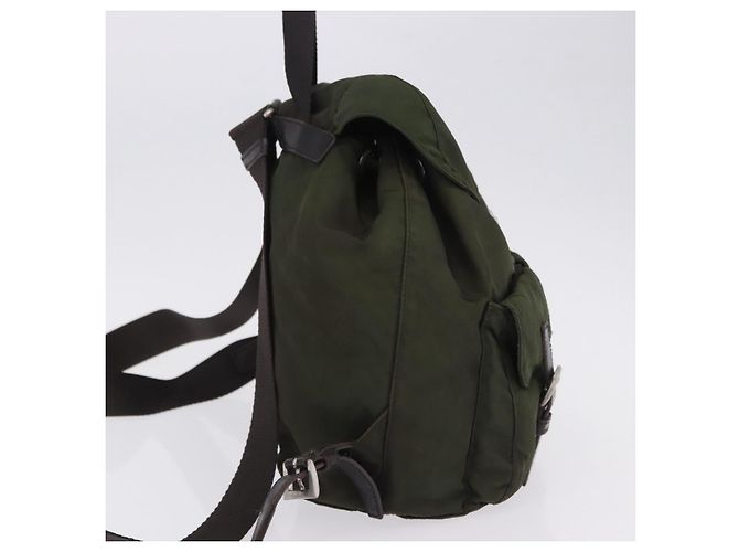 Zaino PRADA Nylon Khaki Silver Auth hk4019 Argento Cachi - vista 4
