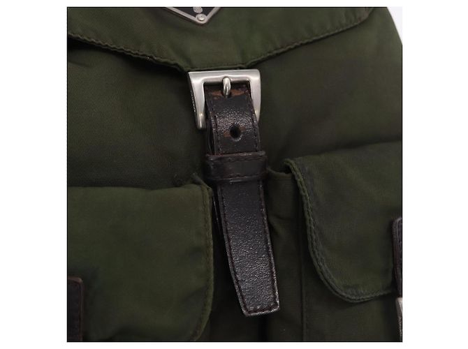 Zaino PRADA Nylon Khaki Silver Auth hk4019 Argento Cachi - vista 9