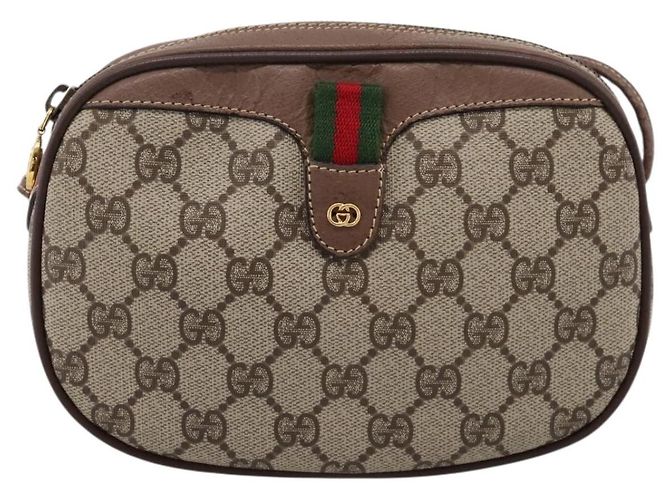 Borsa GUCCI GG Supreme Web Sherry Line PVC Beige Oro 007 58 6112 Auth 202703 D'oro - vista 13