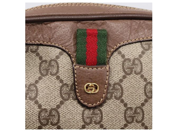 Borsa GUCCI GG Supreme Web Sherry Line PVC Beige Oro 007 58 6112 Auth 202703 D'oro - vista 17