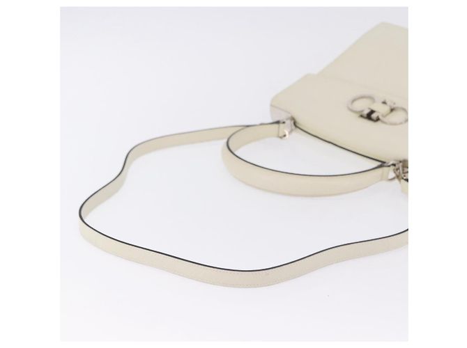 Salvatore Ferragamo Hand Bag Leather 2way Ivory Silver Auth 199898 Silvery Cream - view 10