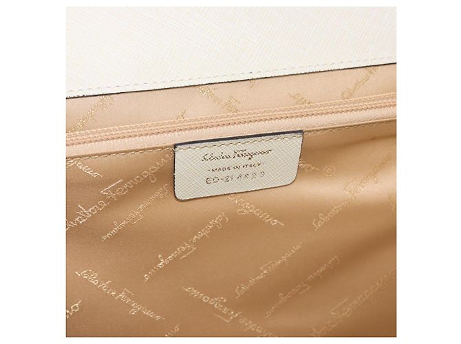 Salvatore Ferragamo Hand Bag Leather 2way Ivory Silver Auth 199898 Silvery Cream - view 12