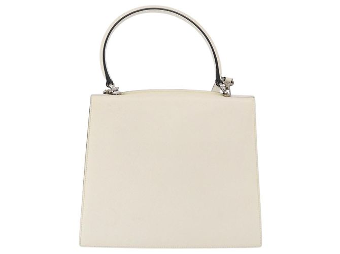 Salvatore Ferragamo Hand Bag Leather 2way Ivory Silver Auth 199898 Silvery Cream - view 2