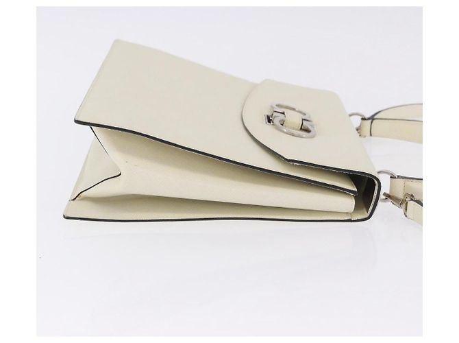 Salvatore Ferragamo Hand Bag Leather 2way Ivory Silver Auth 199898 Silvery Cream - view 3
