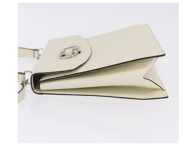 Salvatore Ferragamo Hand Bag Leather 2way Ivory Silver Auth 199898 Silvery Cream - view 4