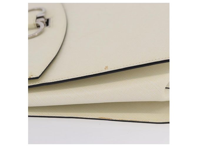 Salvatore Ferragamo Hand Bag Leather 2way Ivory Silver Auth 199898 Silvery Cream - view 5