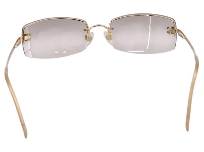 CHANEL CC Randlose Strass-Sonnenbrille aus Metall Brown CC Auth am12579M Braun - Ansicht 3