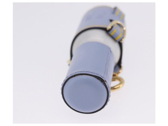 FENDI Dispenser Holder Pouch Leder Hellblau Gold Auth 202153M Golden - Ansicht 5