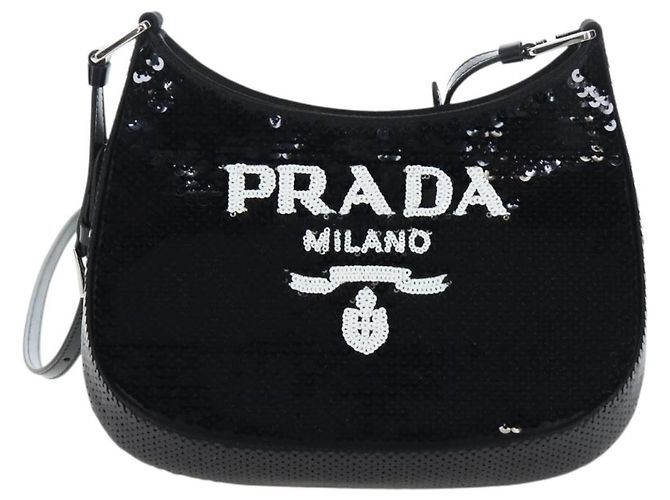 Bolso de hombro PRADA Sequin 2way Black Silver Auth 203265SAM Negro Plata - vista 13