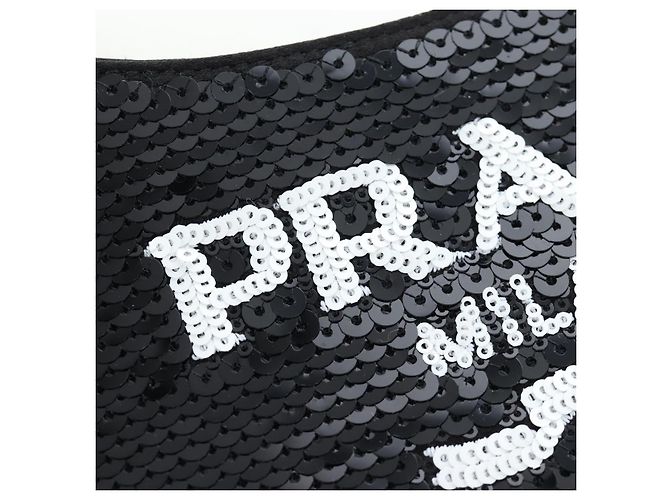 Bolso de hombro PRADA Sequin 2way Black Silver Auth 203265SAM Negro Plata - vista 19